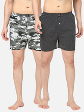 Men's Multicolor, 100% Cotton, Printed, Regular Fit, Inner Elastic, Mid-Rise, Boxers -  Pack Of 2